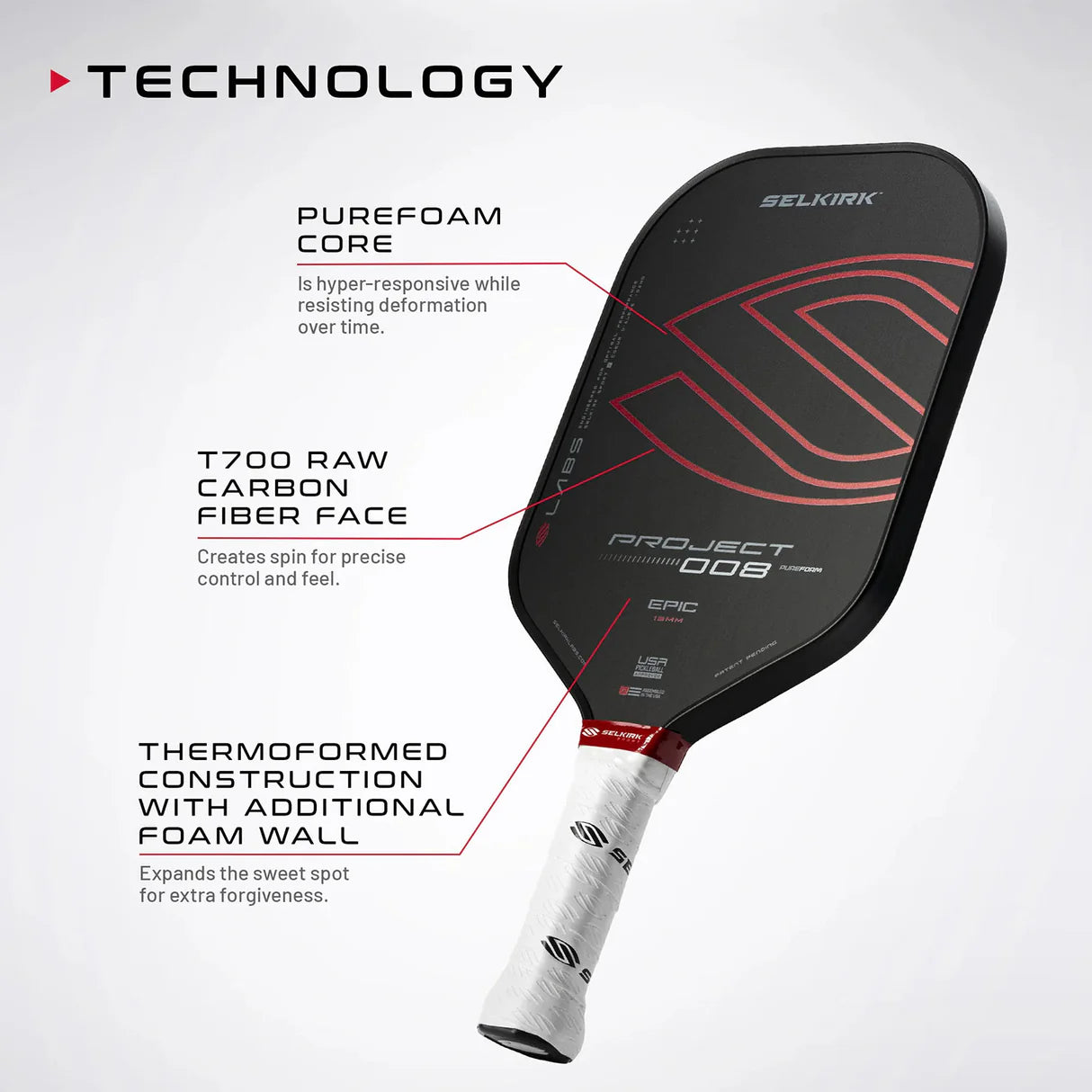 Project 008 Invikta 16mm Pickleball Paddle